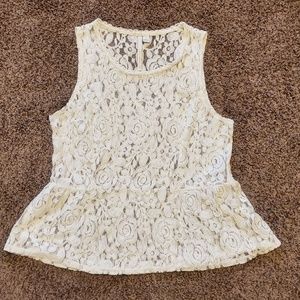 Floral Cream Peplum Top L Lauren Conrad Lace
